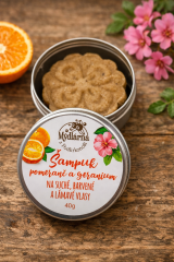 Šampuk  pomeranč a geranium - na suché, barvené a lámavé vlasy