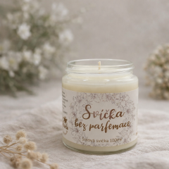 Svíčka bez parfemace - sójová svíčka ve skle s víčkem